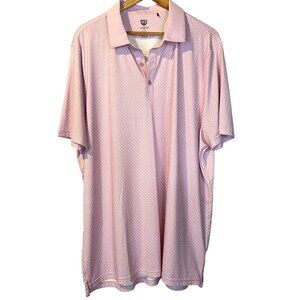 Graham Luxe Mens Pink Polka Dot Short Sleeve Polo Shirt 2XL Golf Athletic